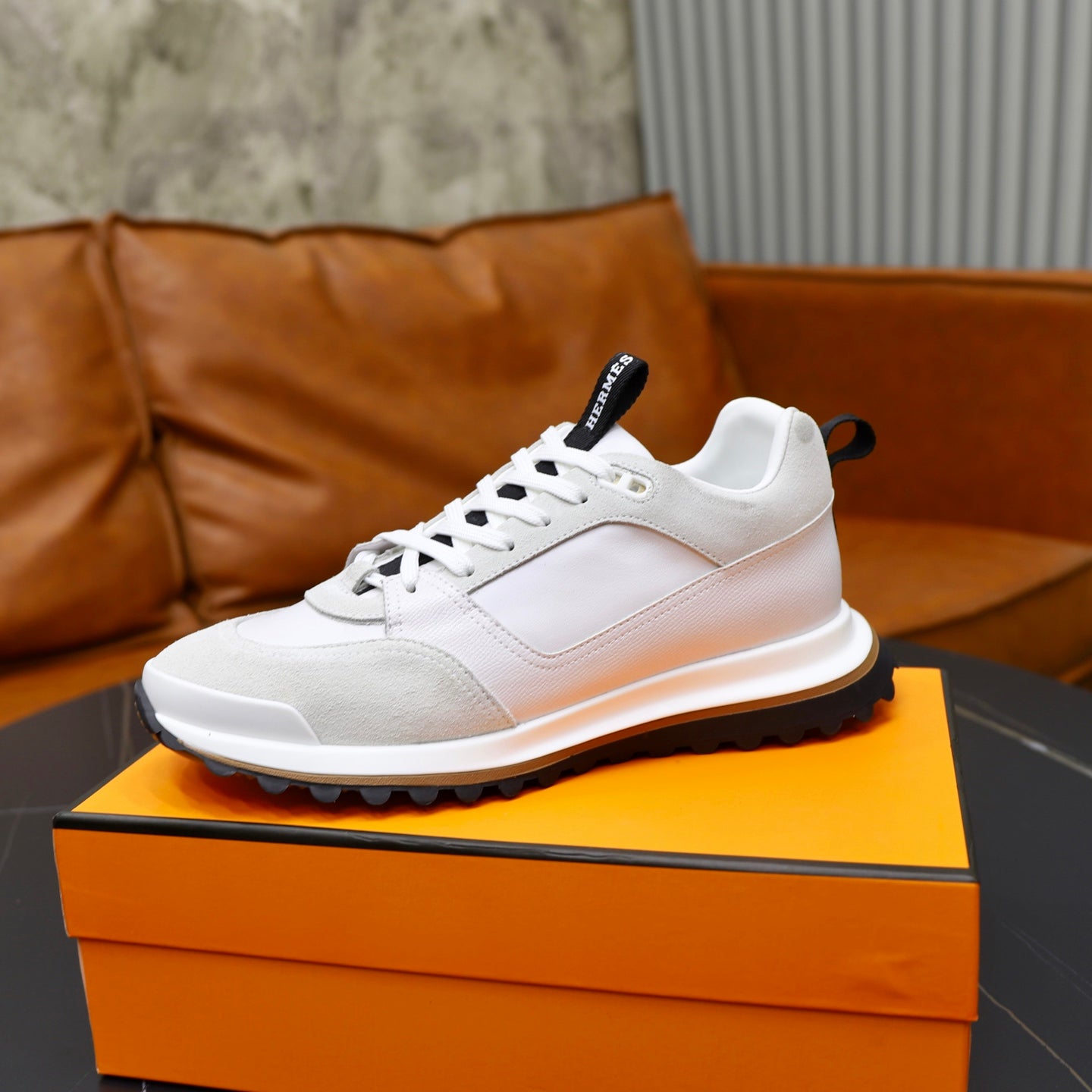 HM Men's Leader sneaker White Suede Calfskin 747917