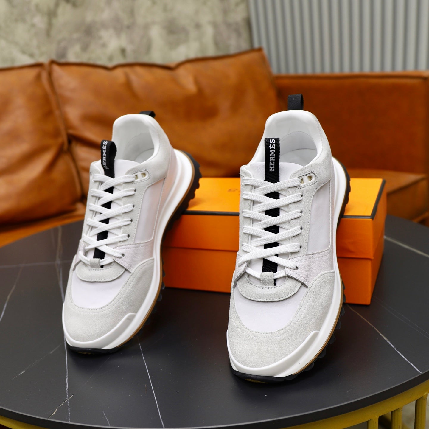 HM Men's Leader sneaker White Suede Calfskin 747917