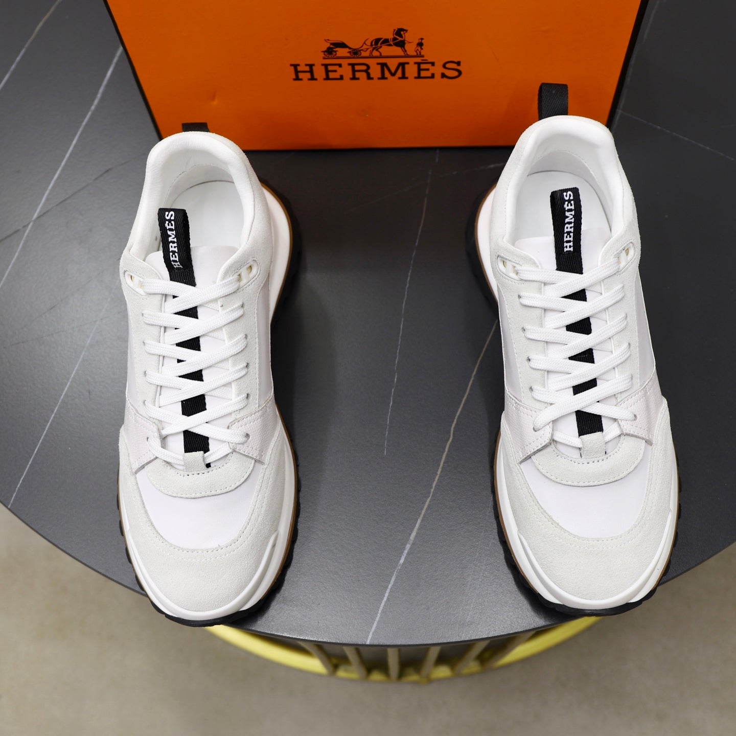 HM Men's Leader sneaker White Suede Calfskin 747917