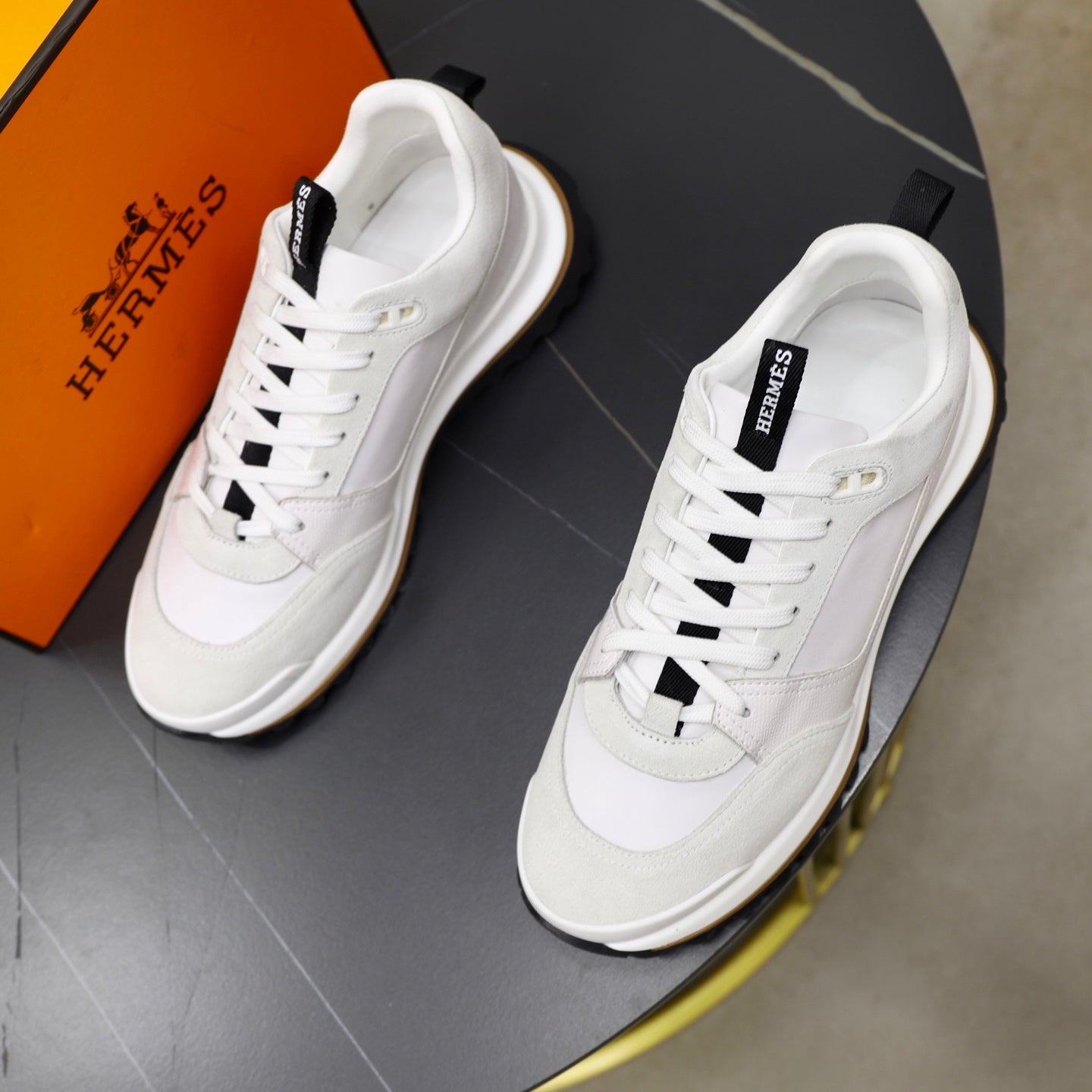 HM Men's Leader sneaker White Suede Calfskin 747917