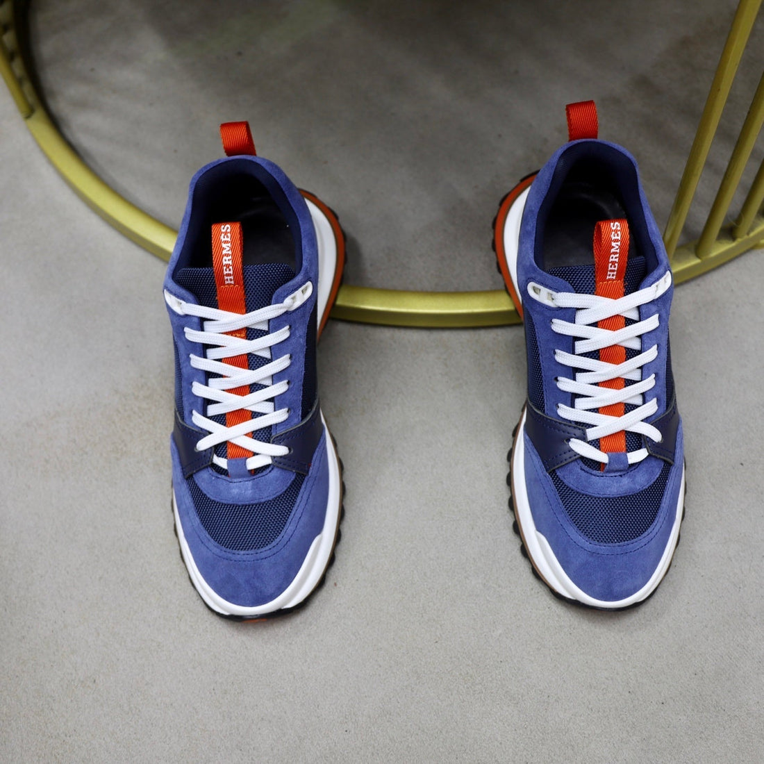 HM Men's Leader Sneaker Blue Suede Calfskin 747918