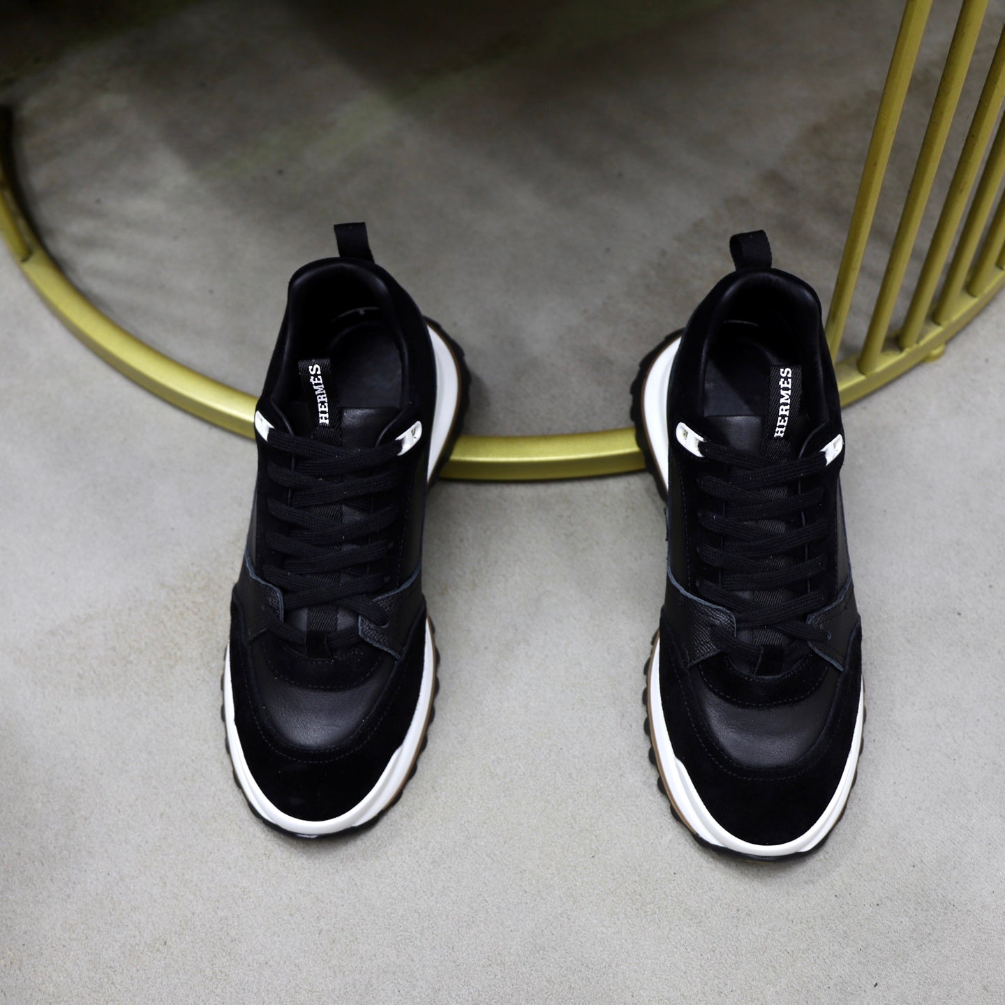 HM Men's Leader Sneaker Black Suede Calfskin 747919