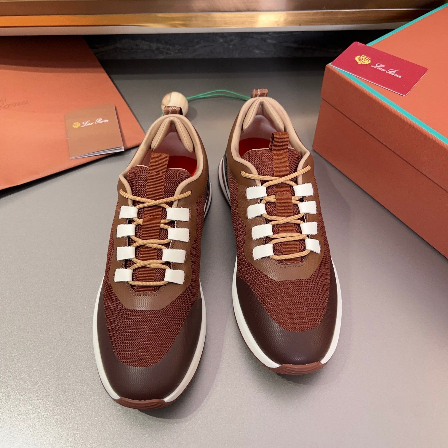 LP BRUNELLO SNEAKERS BROWN AND CHOCOLATE MESH BREATHABLE