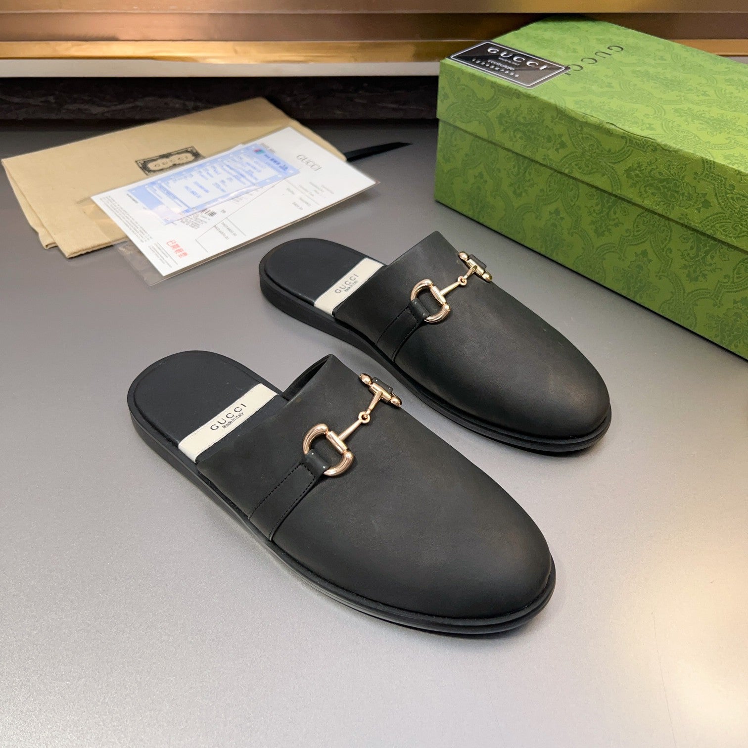 GG Men's Mule Black Cowhide 547673