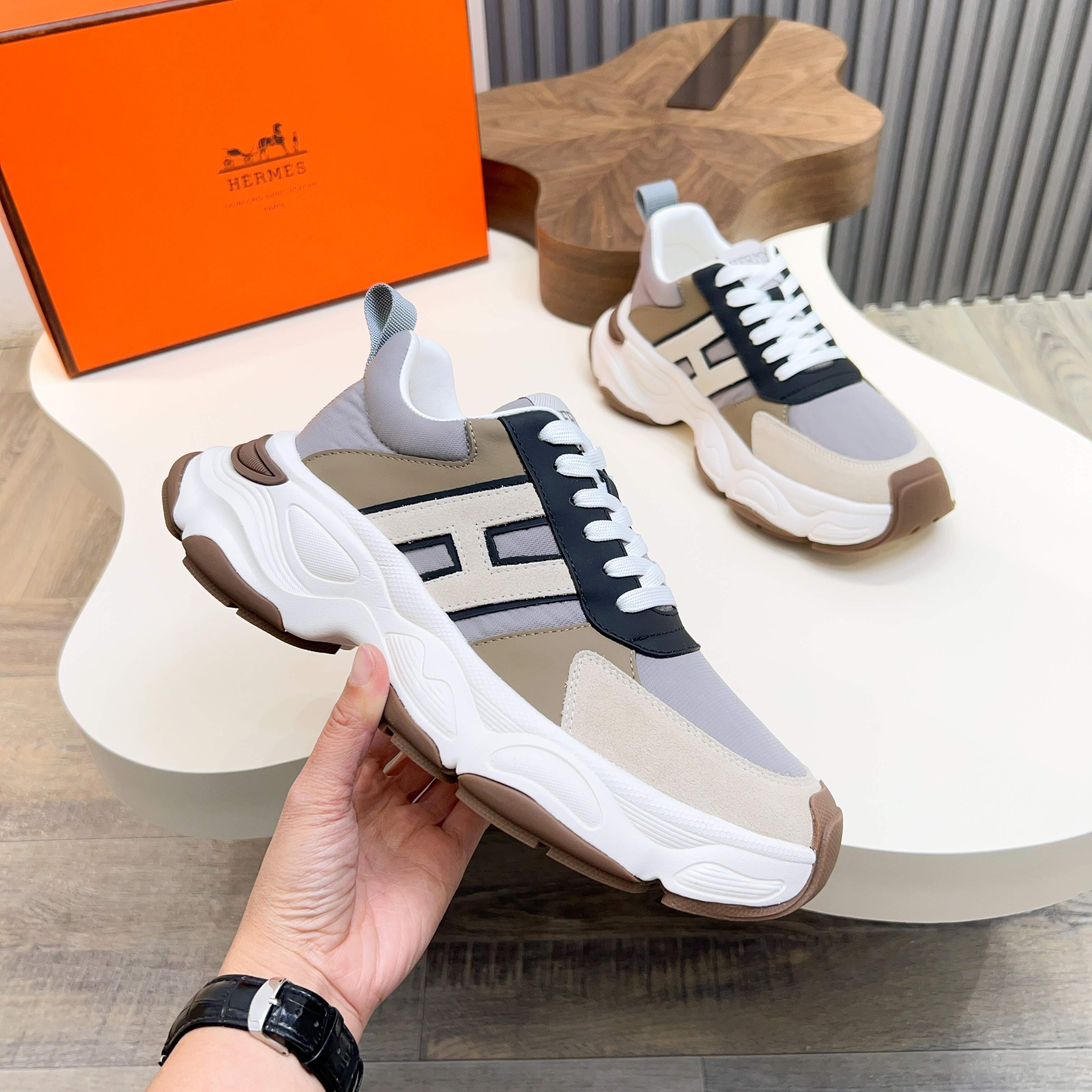 HM Men's Sneaker Multicolor Calfskin Suede 601277