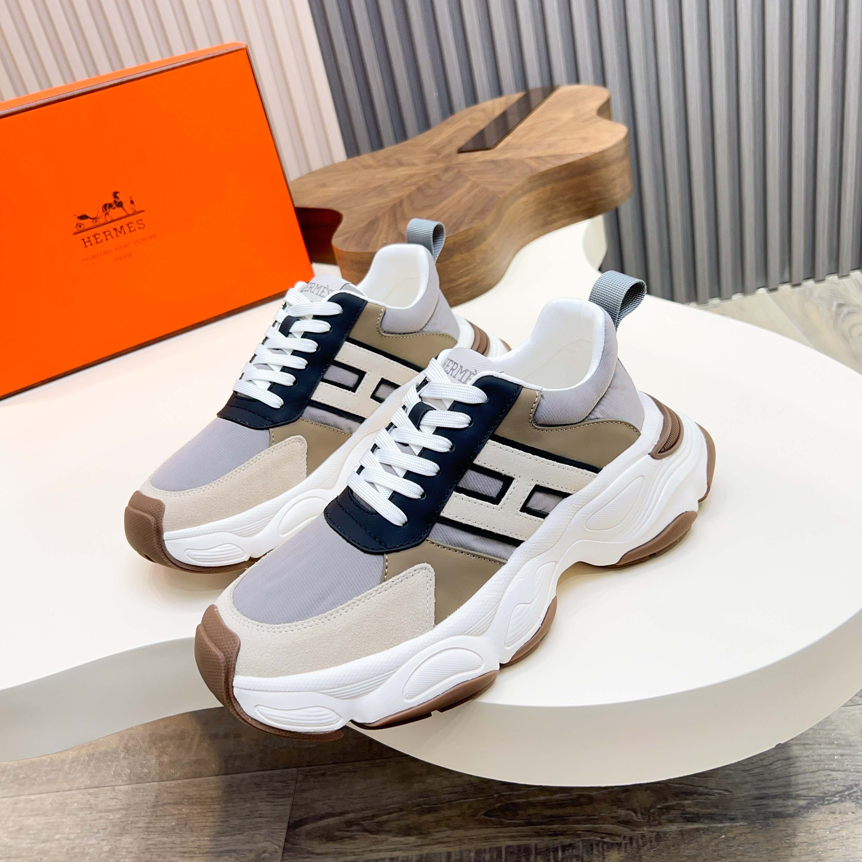 HM Men's Sneaker Multicolor Calfskin Suede 601277