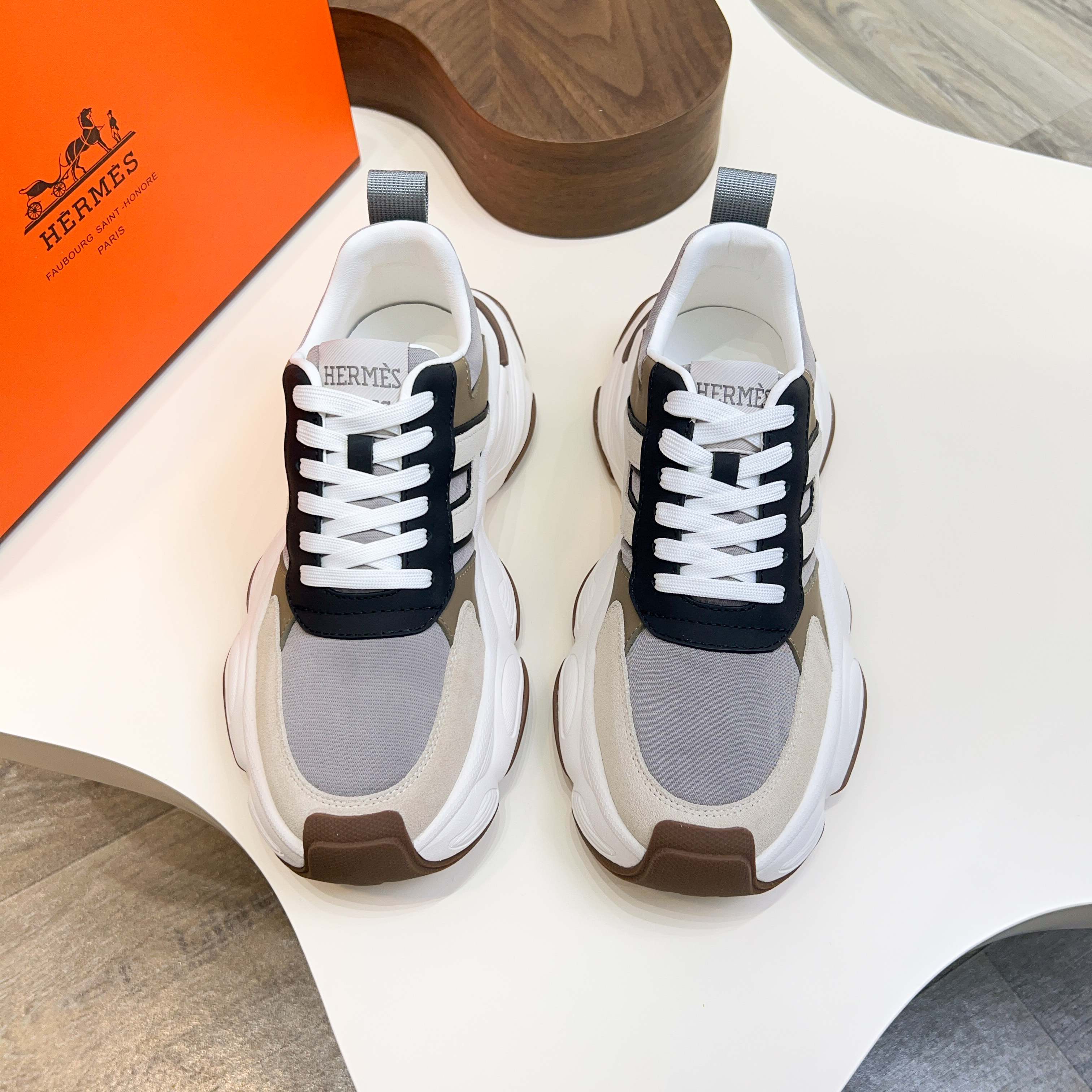 HM Men's Sneaker Multicolor Calfskin Suede 601277