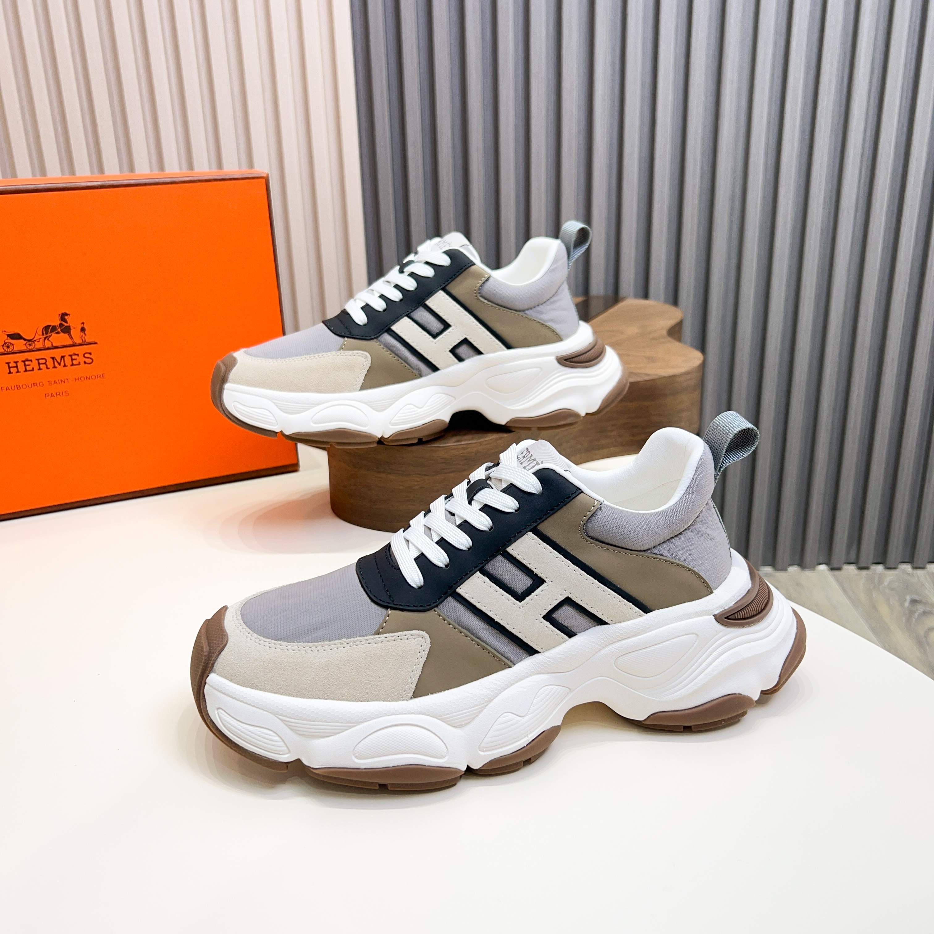 HM Men's Sneaker Multicolor Calfskin Suede 601277