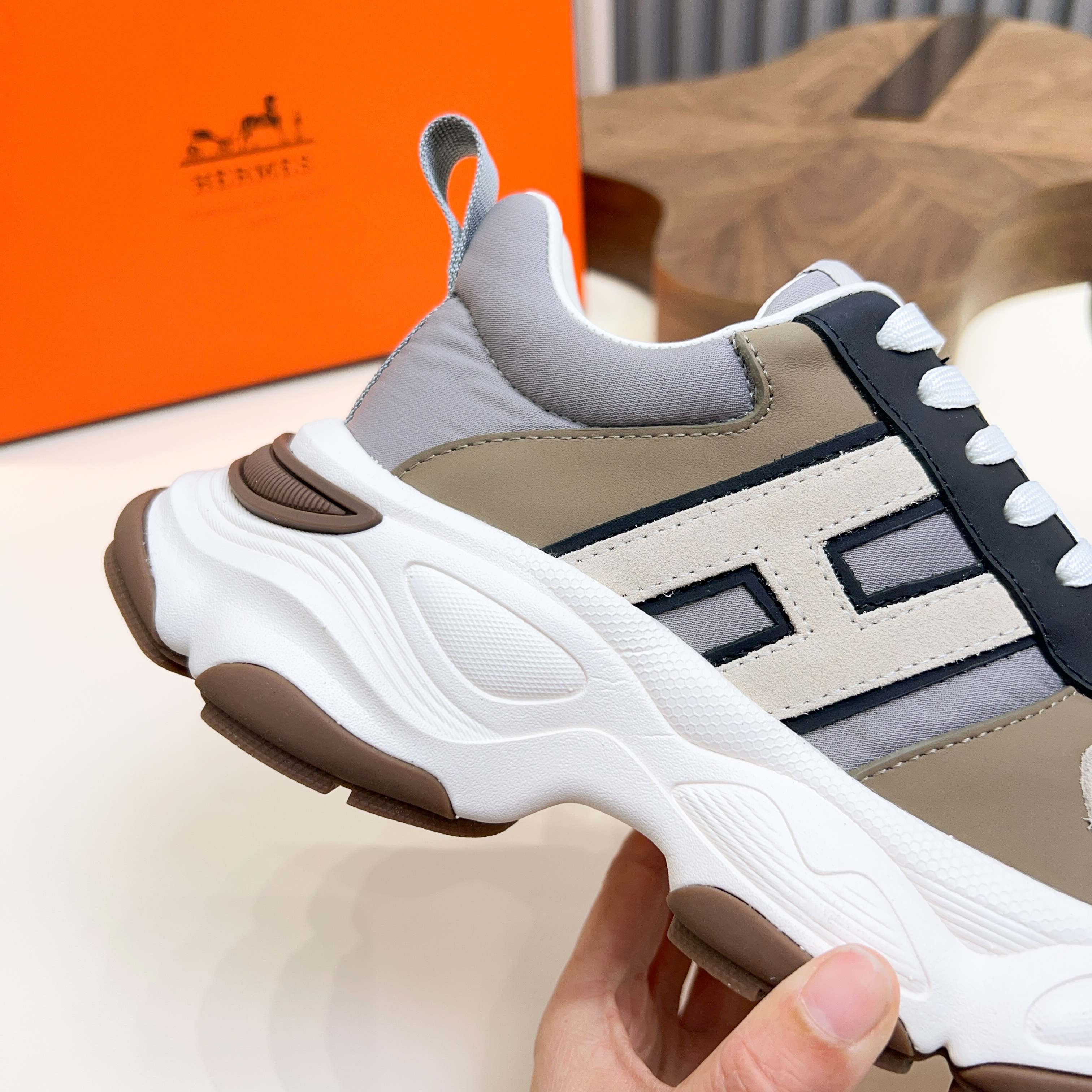 HM Men's Sneaker Multicolor Calfskin Suede 601277