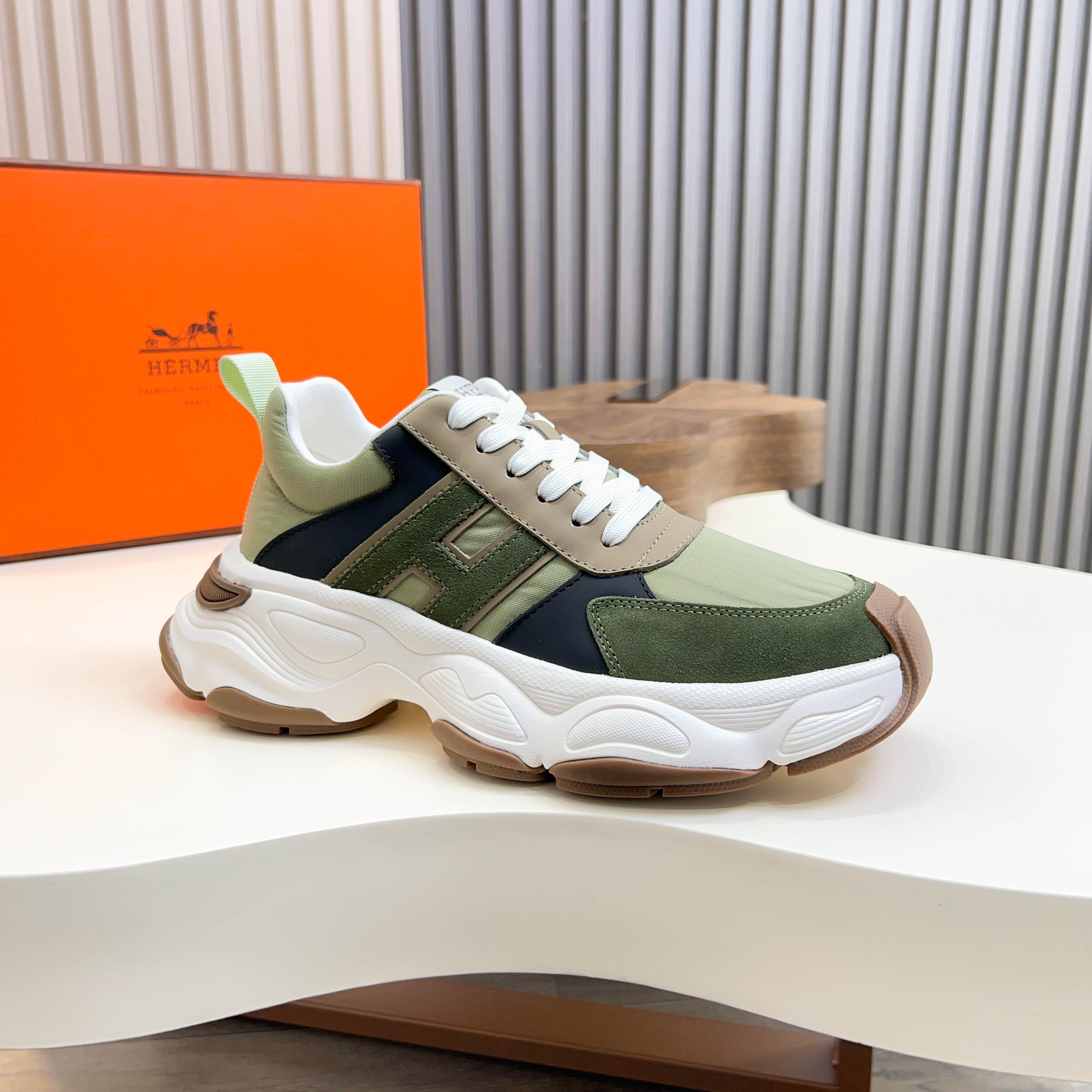 HM Men's Sneaker Green Calfskin Suede 601278