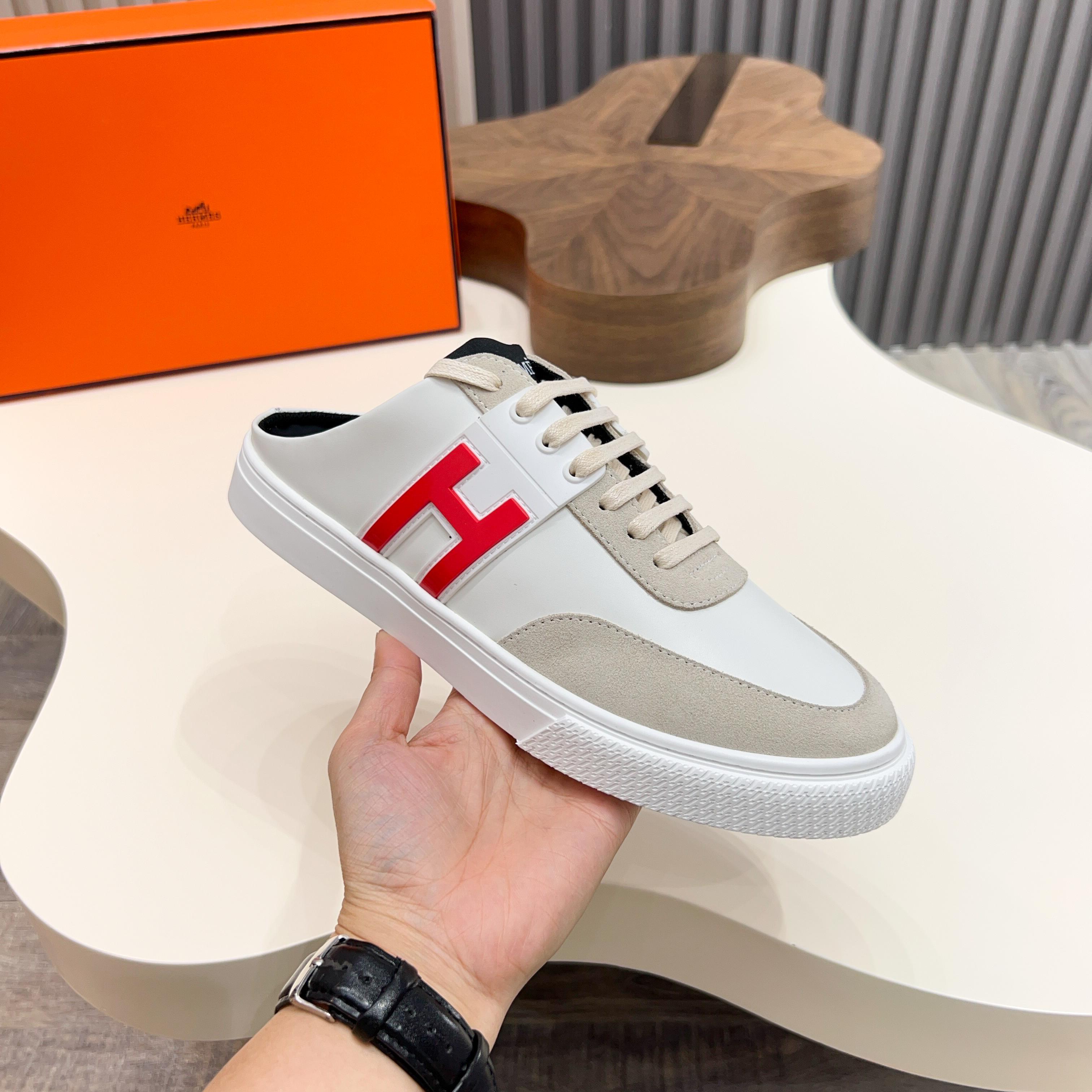 HM Men's Keep Mule White Calfskin Suede 652001