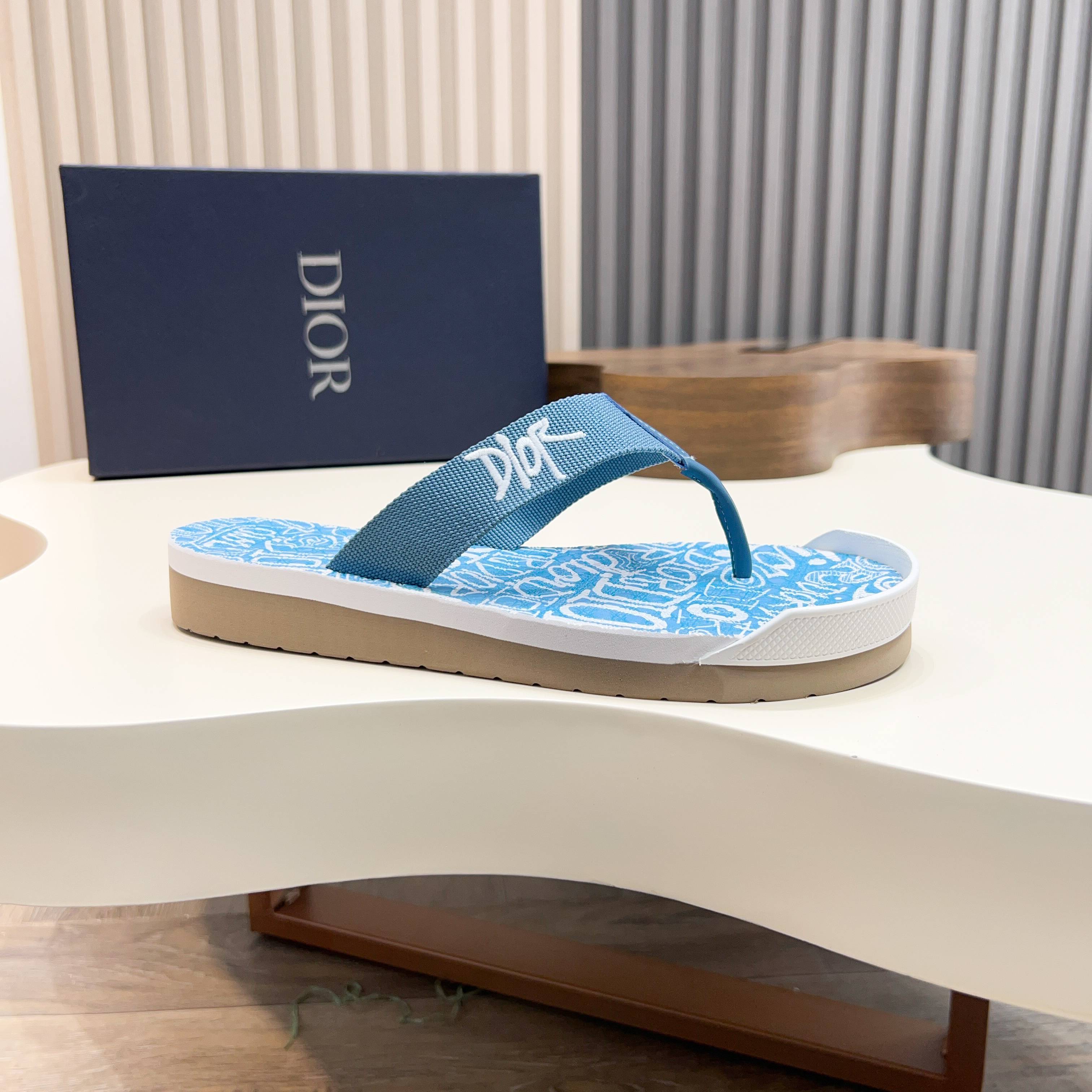 CD Alias Thong Sandals Blue Print Fabric 639094