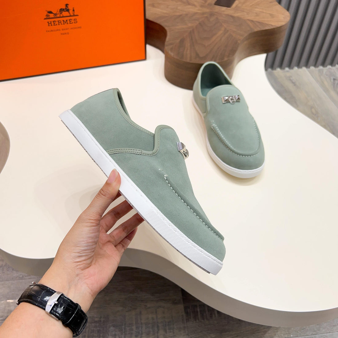 HM Men's Jour Loafer Pastel Green Suede 687434