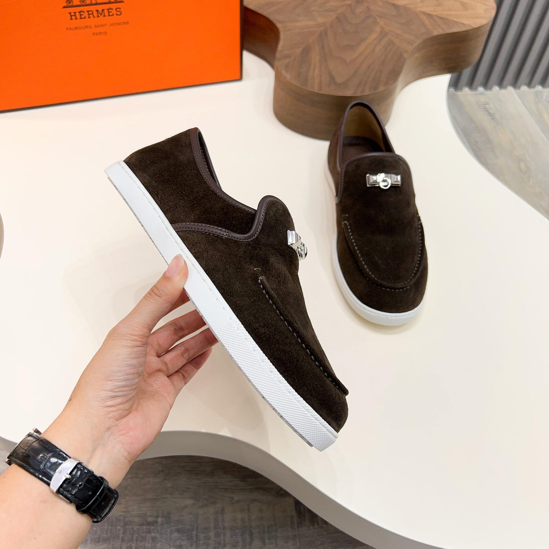 HM Men's Jour Loafer Dark Brown Suede 687437