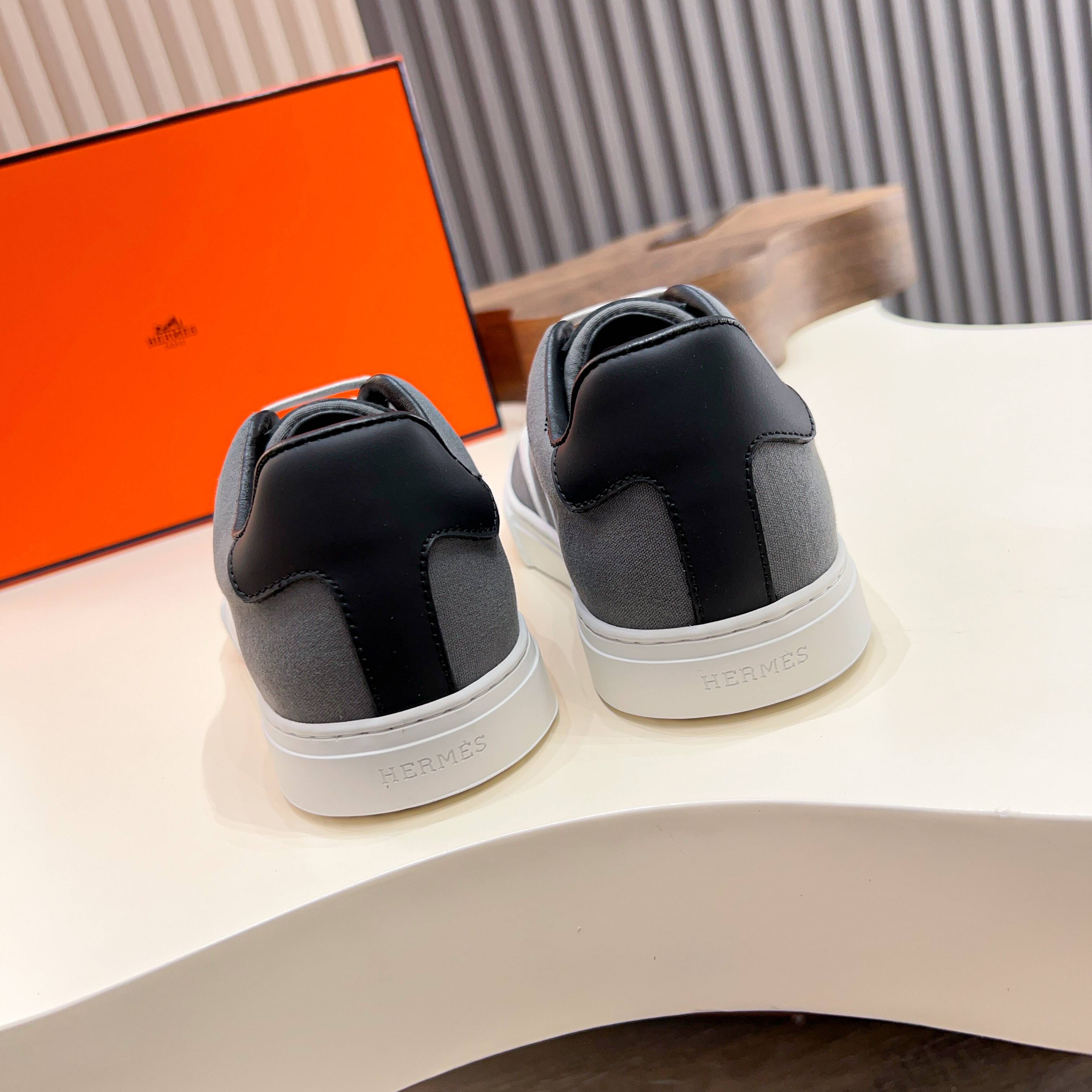 HM Men's Get Sneaker Grey Cowhide Canvas 723509