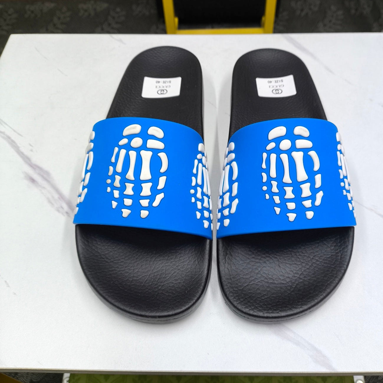 GG Men's Slide Blue Sheepskin Rubber 540049