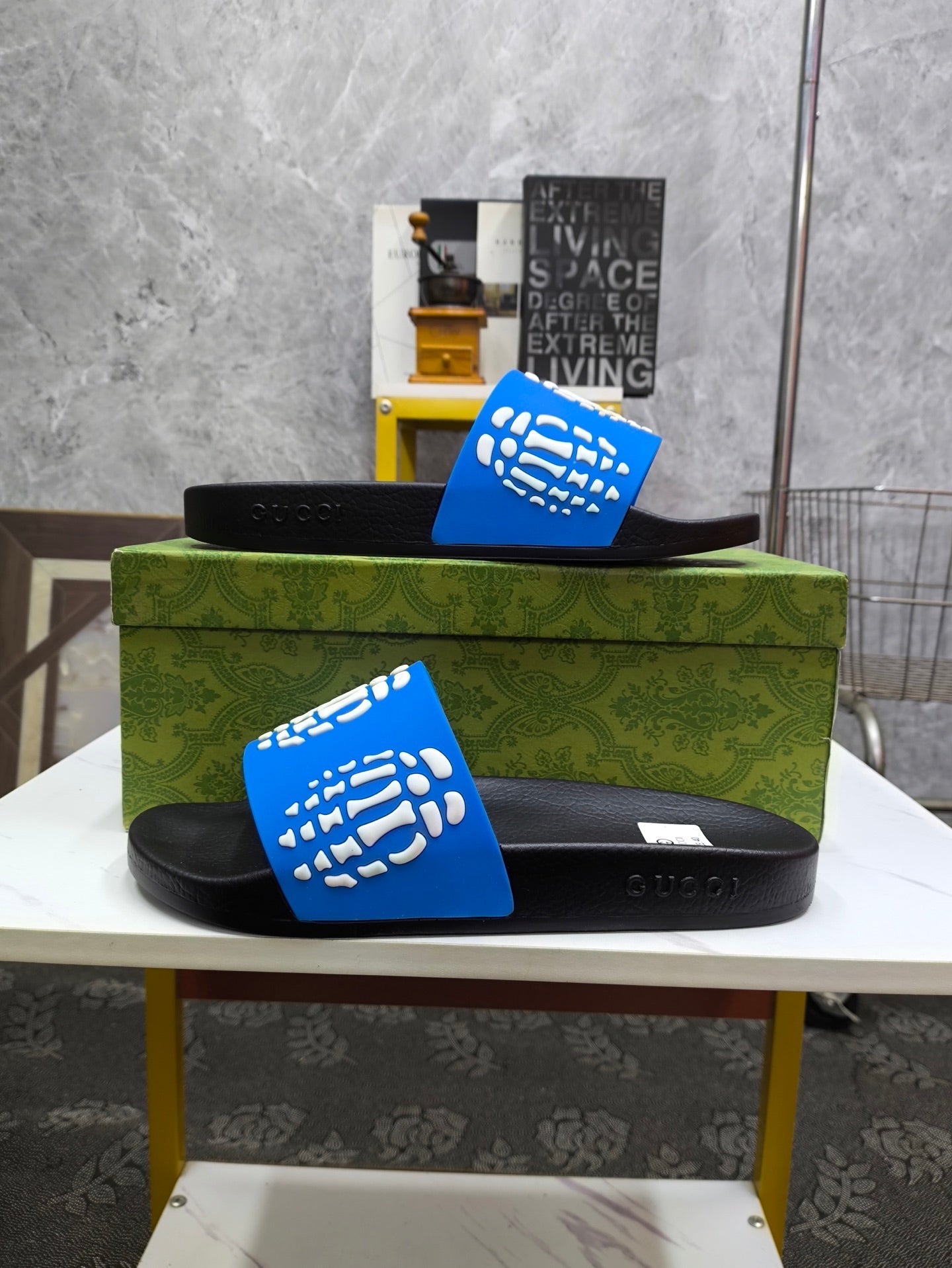 GG Men's Slide Blue Sheepskin Rubber 540049