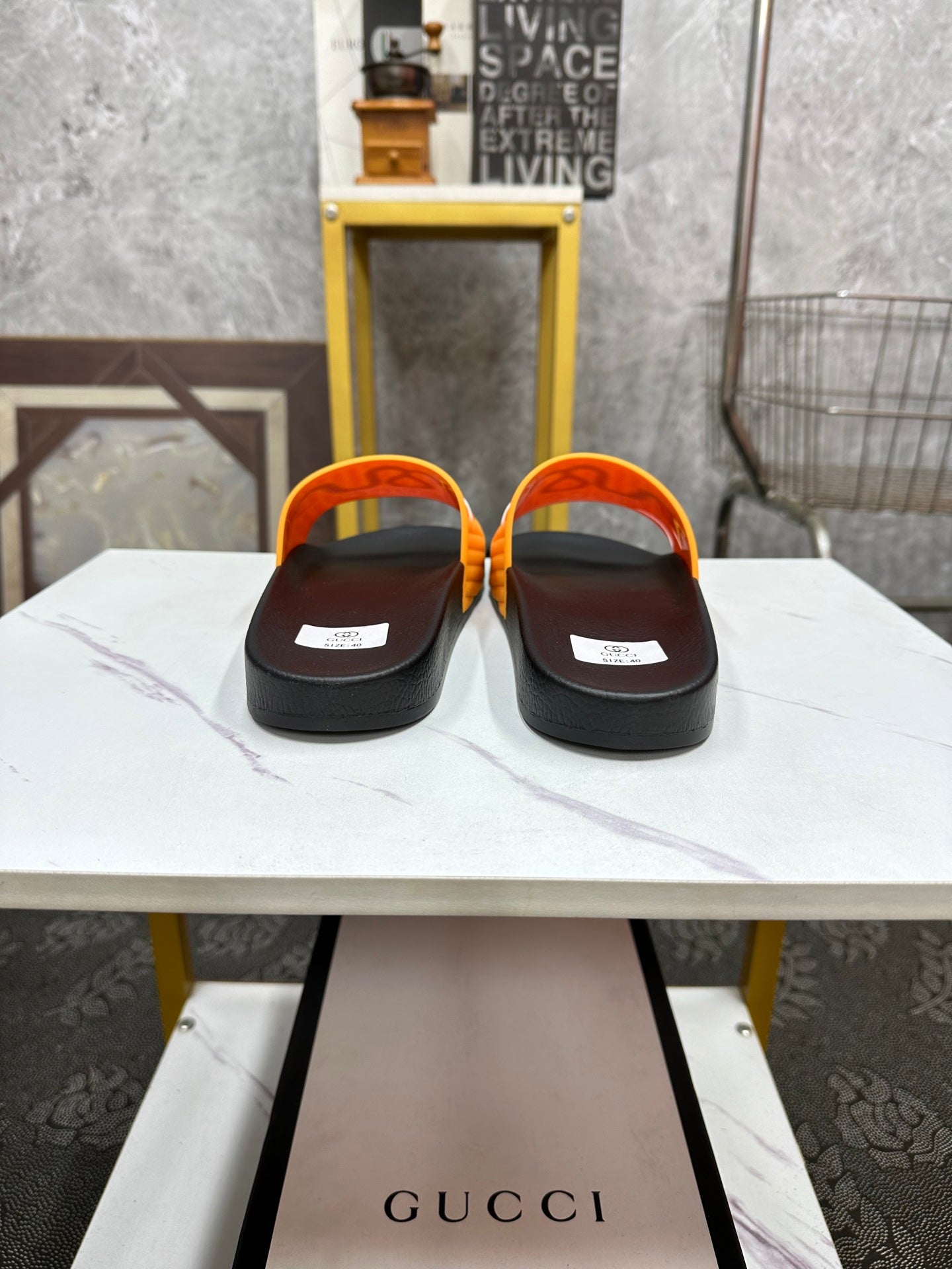 GG Men's Slide Orange Sheepskin Rubber 540093