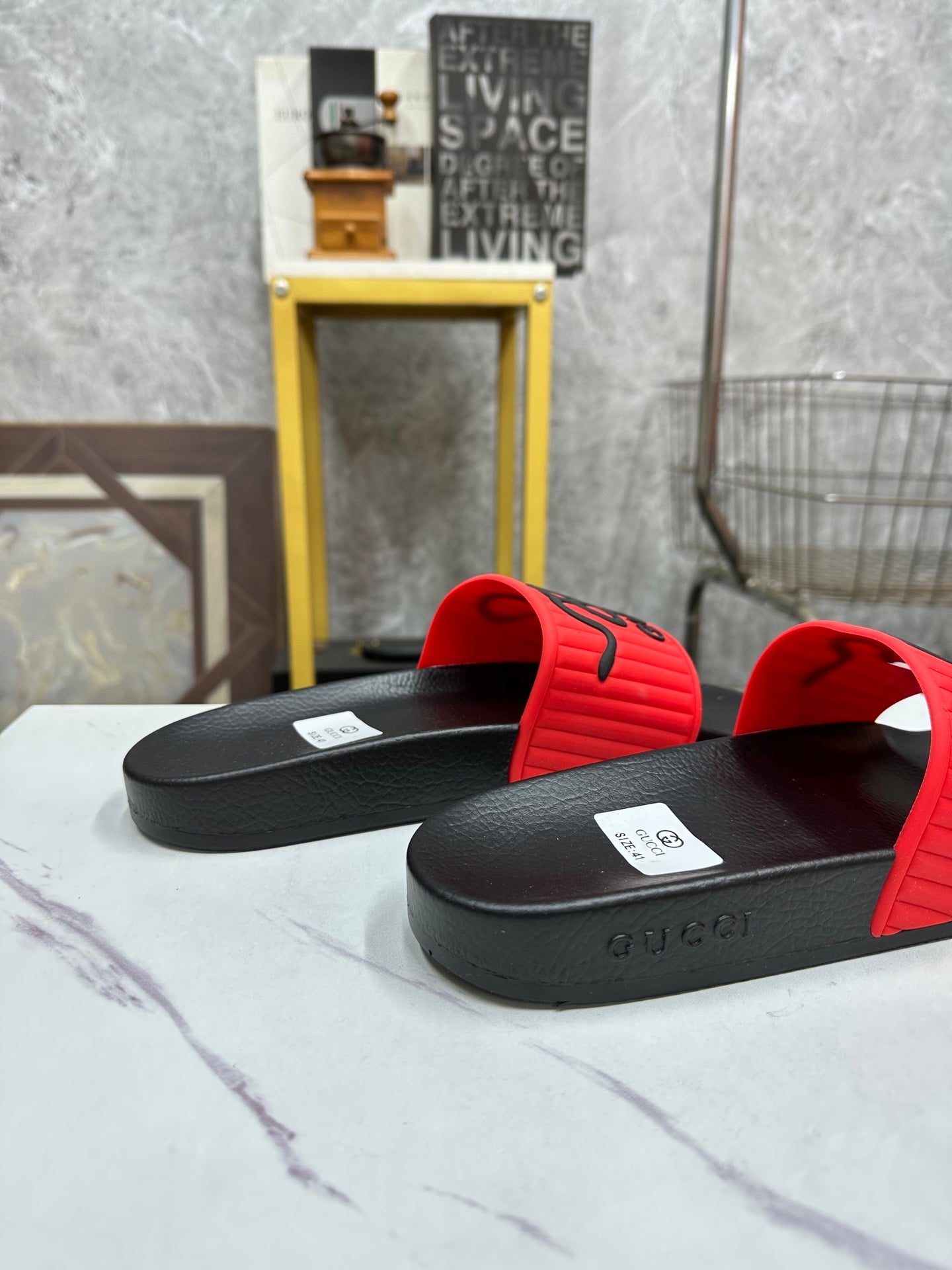 GG Men's Slide Red Sheepskin Rubber 540094