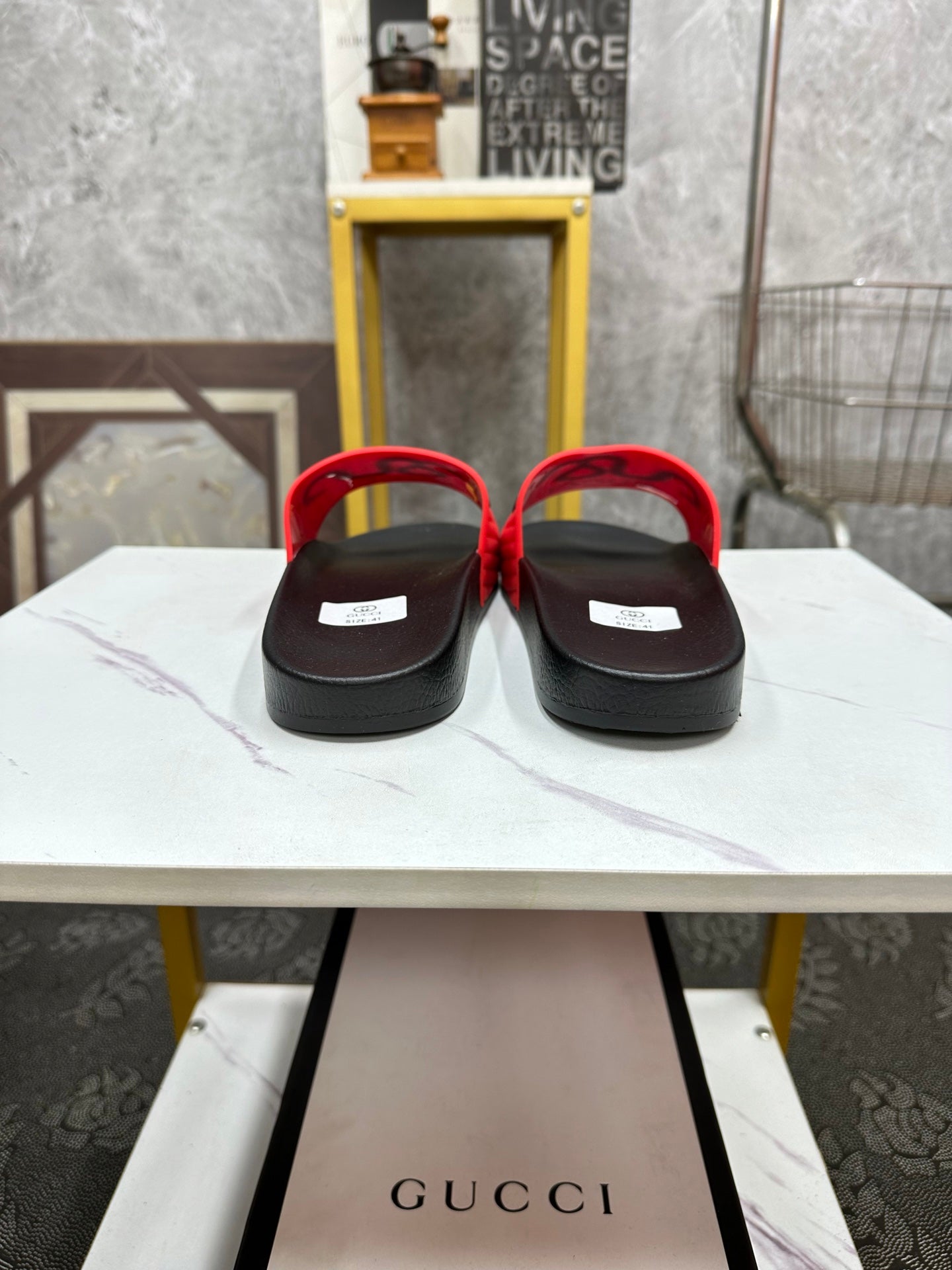 GG Men's Slide Red Sheepskin Rubber 540094