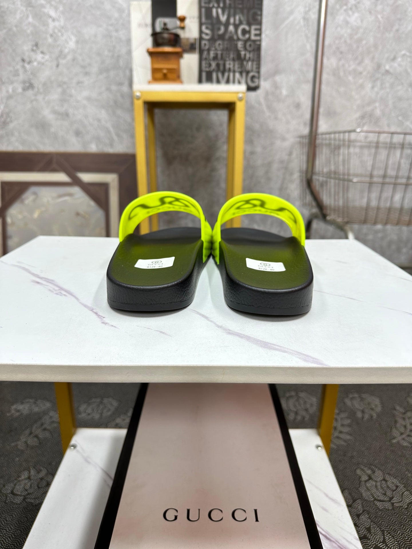 GG Men's Slide Green Sheepskin Rubber 540095