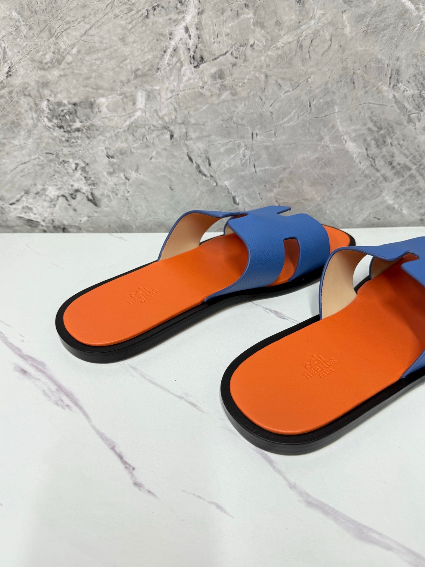 HM Men's Izmir Slide Blue Orange Cowhide 619451