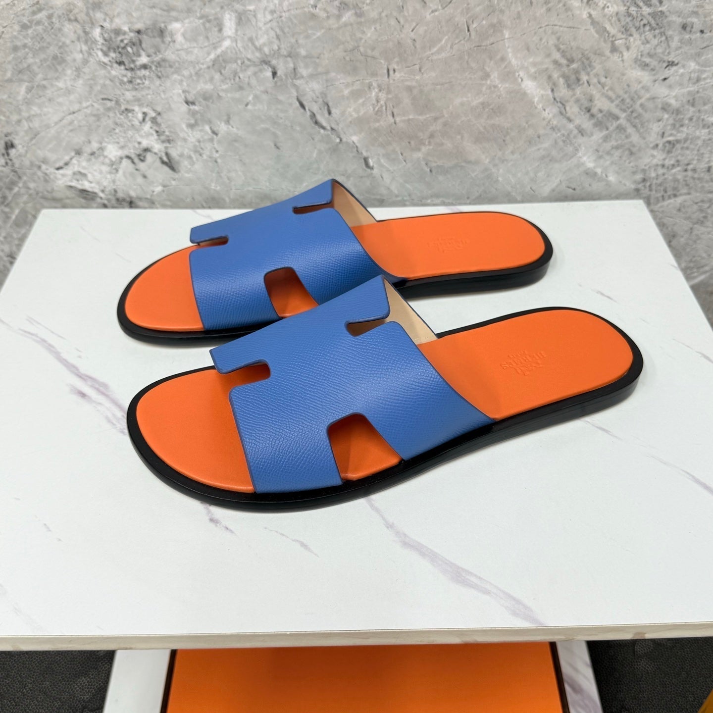 HM Men's Izmir Slide Blue Orange Cowhide 619451