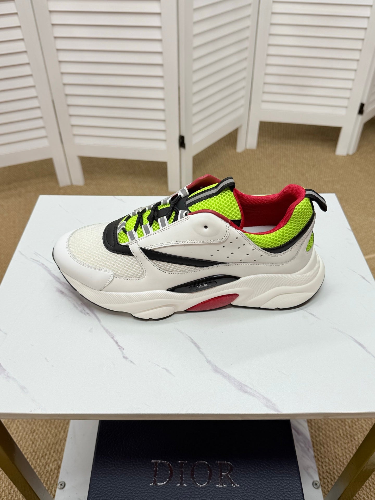 CD B22 Sneaker White-green Mesh Calfskin 648058