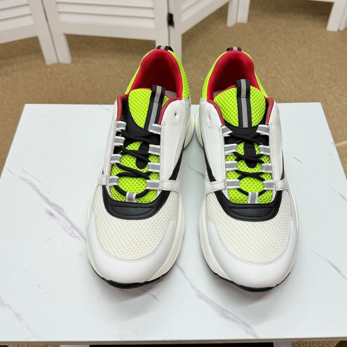 CD B22 Sneaker White-green Mesh Calfskin 648058