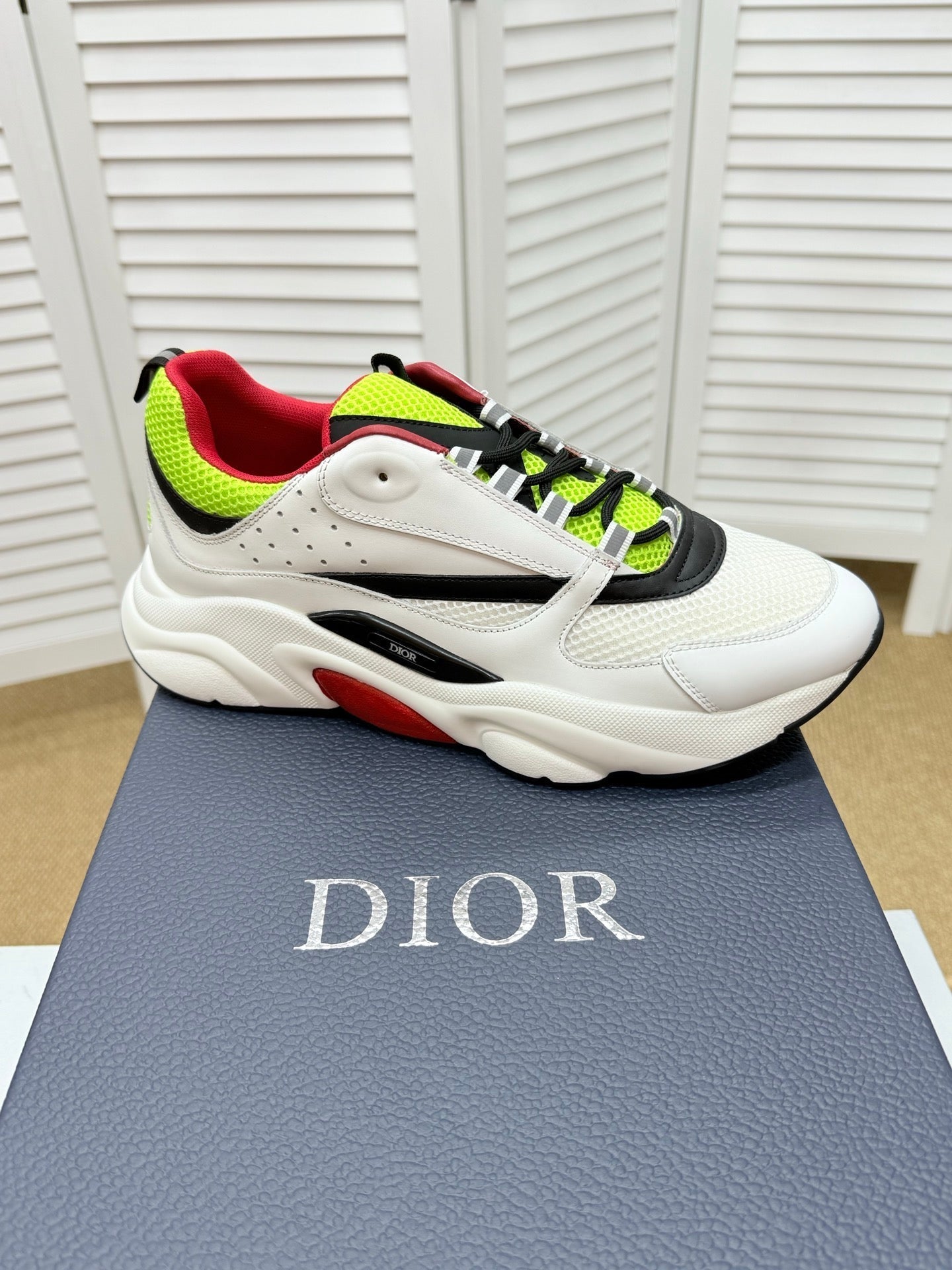 CD B22 Sneaker White-green Mesh Calfskin 648058