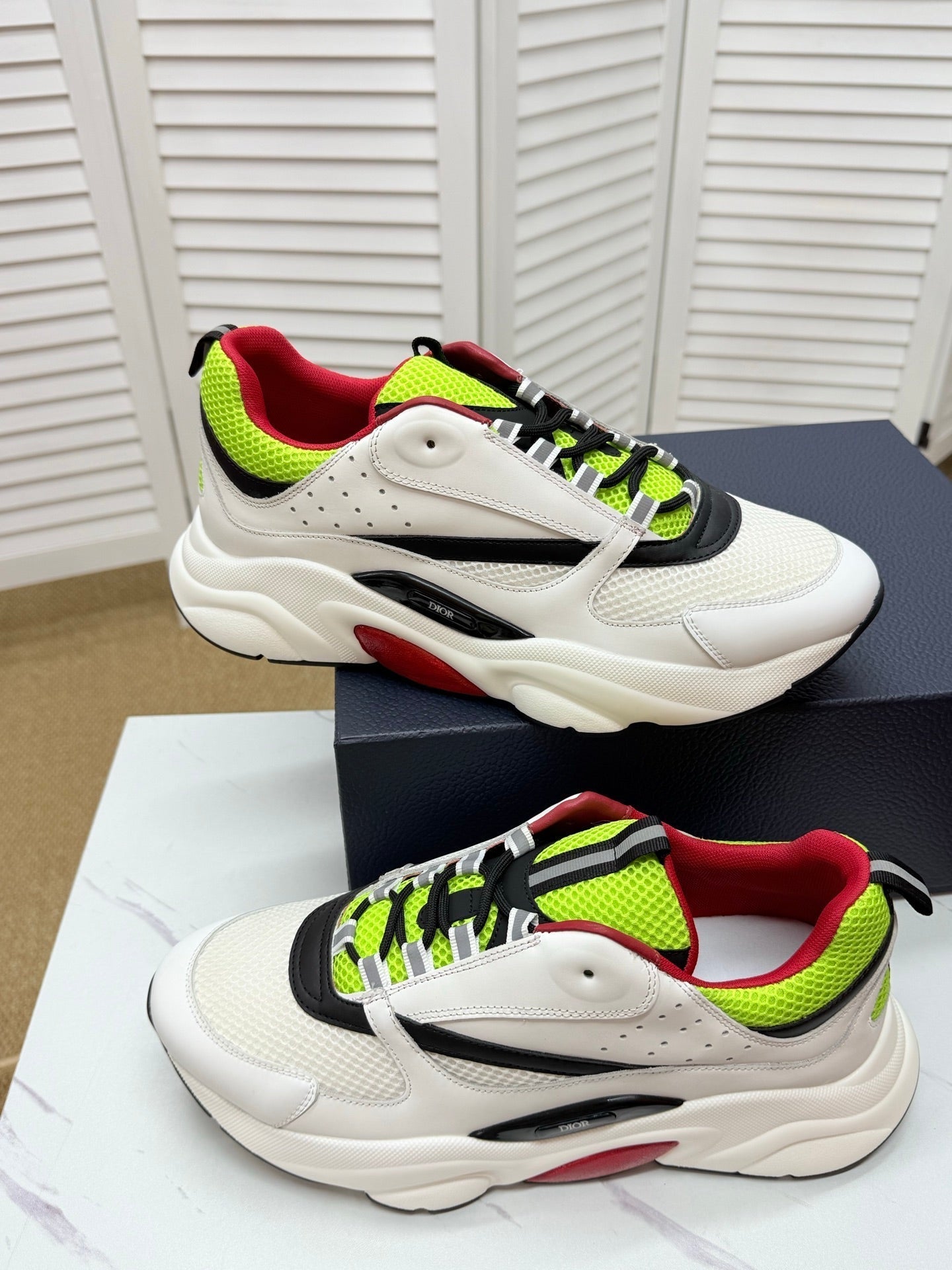 CD B22 Sneaker White-green Mesh Calfskin 648058