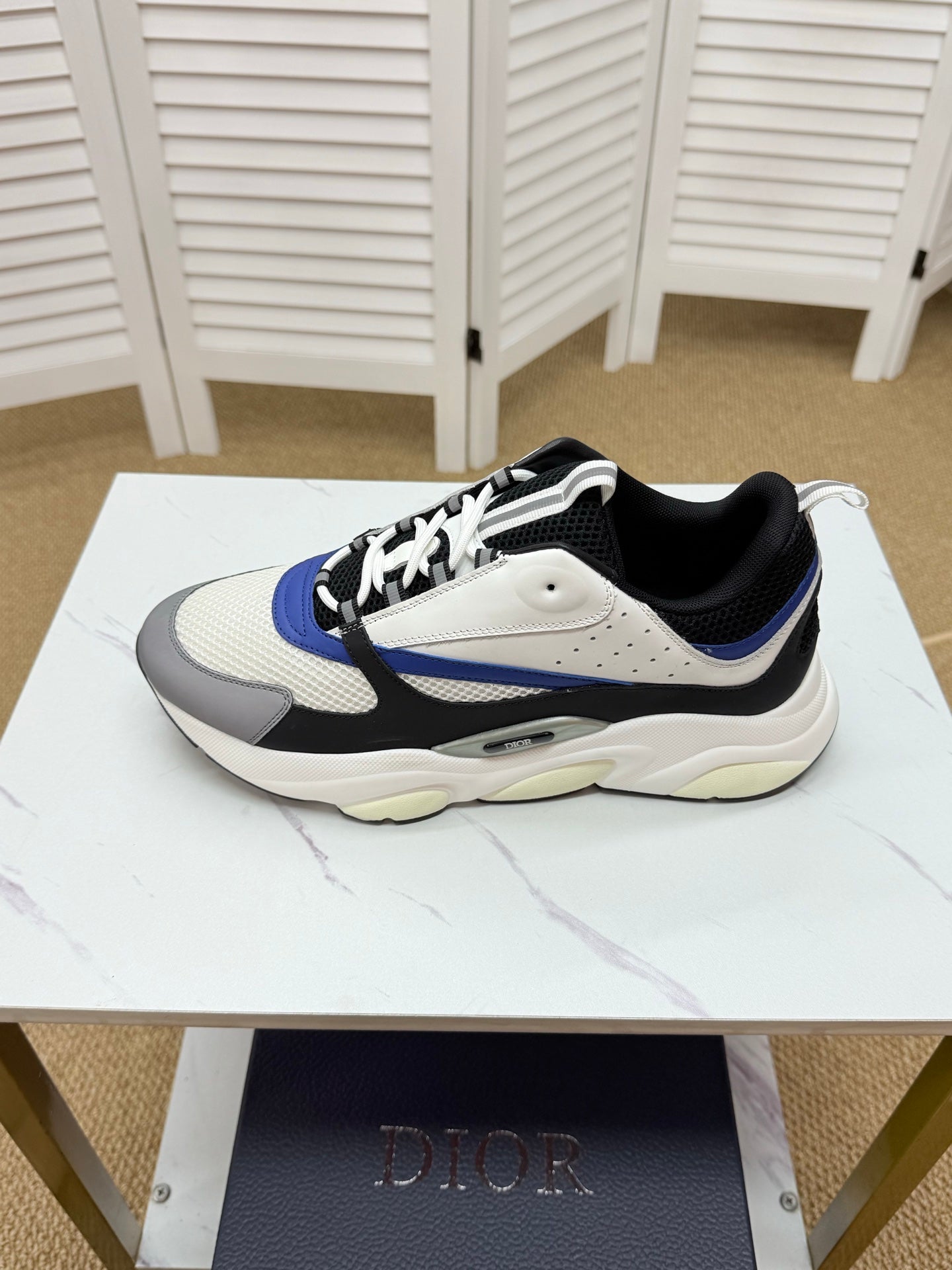 CD B22 Sneaker White-black Mesh Calfskin 648066