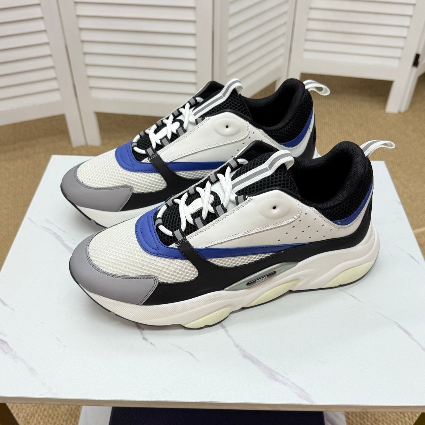 CD B22 Sneaker White-black Mesh Calfskin 648066