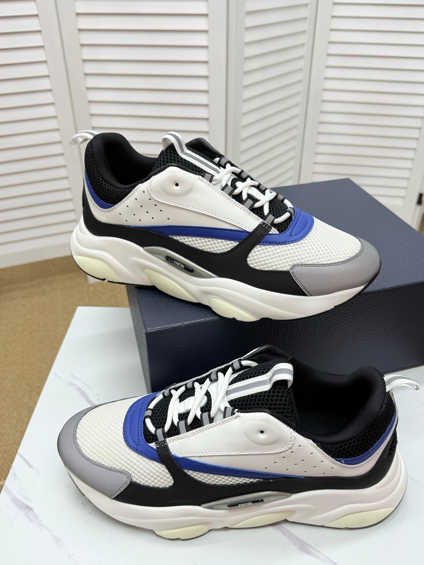 CD B22 Sneaker White-black Mesh Calfskin 648066