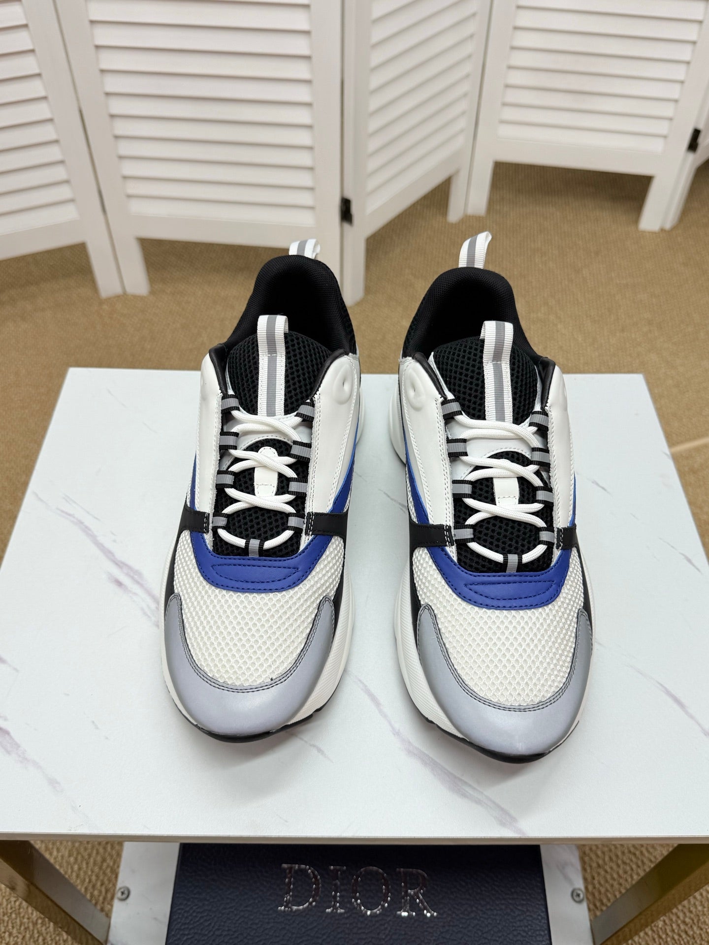 CD B22 Sneaker White-black Mesh Calfskin 648066