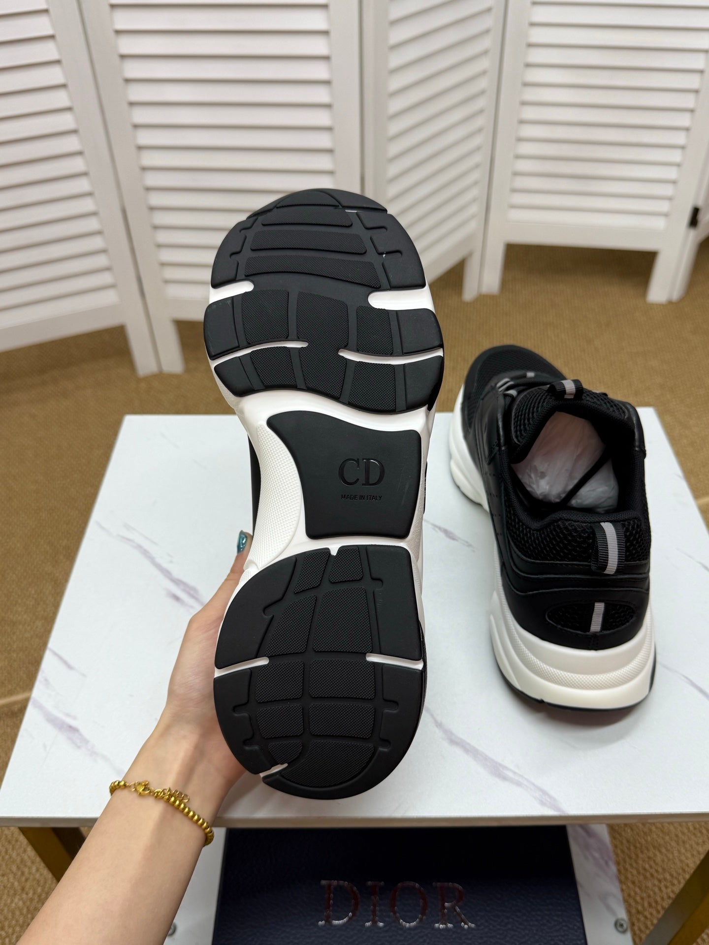 CD B22 Sneaker Black Mesh Calfskin 648068