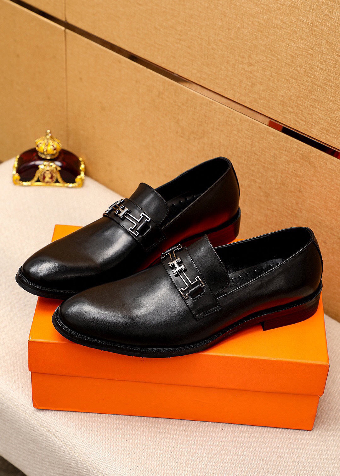 HM Men's Loafers Black Calfskin 679794