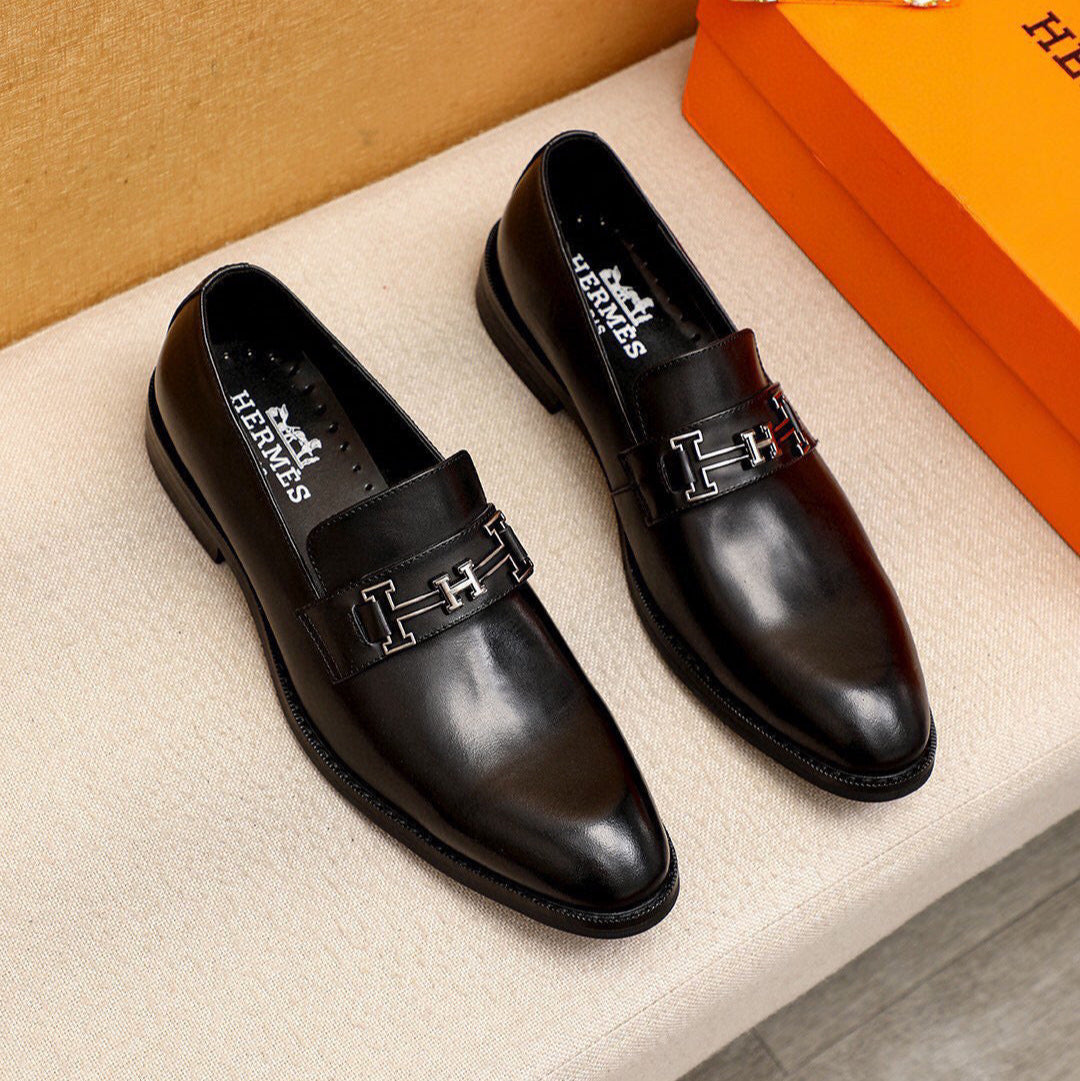 HM Men's Loafers Black Calfskin 679794