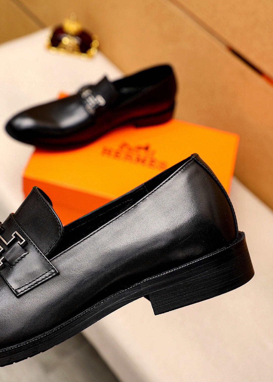 HM Men's Loafers Black Calfskin 679794