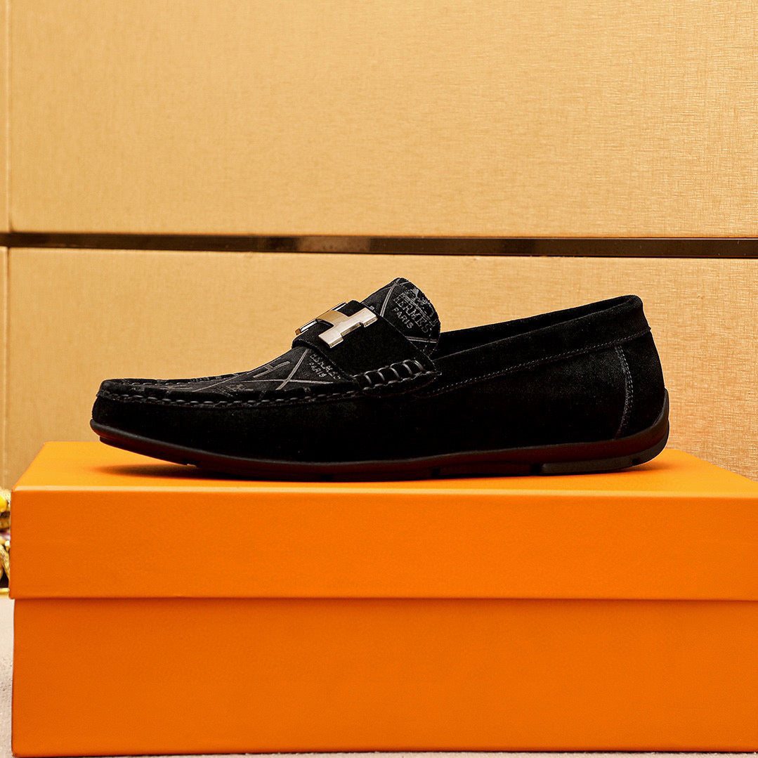HM Men's Loafer Black Cowhide Embossed 709719