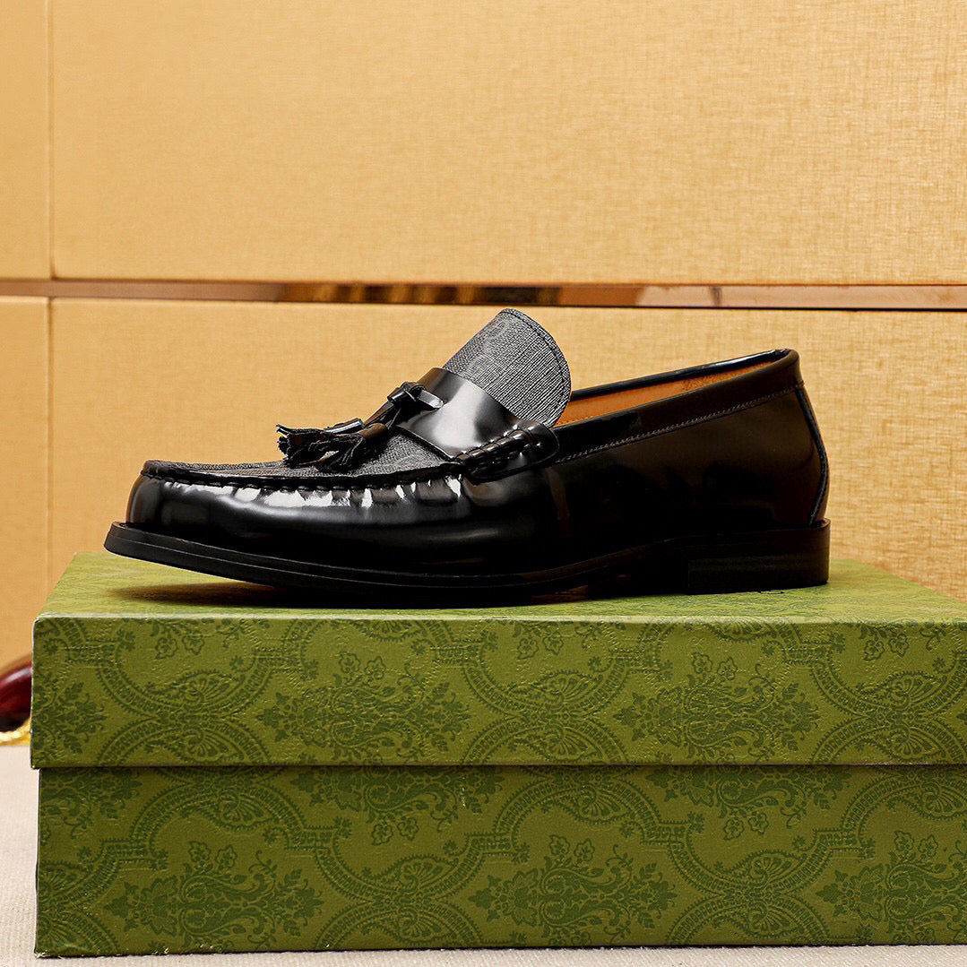 GG Men's Loafer Black Canvas Cowhide 720625