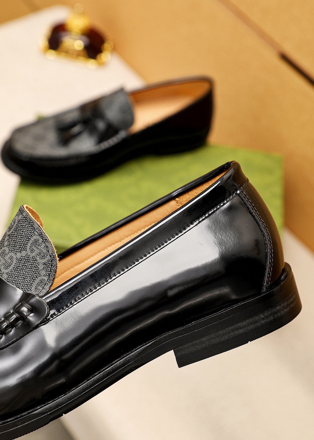 GG Men's Loafer Black Canvas Cowhide 720625