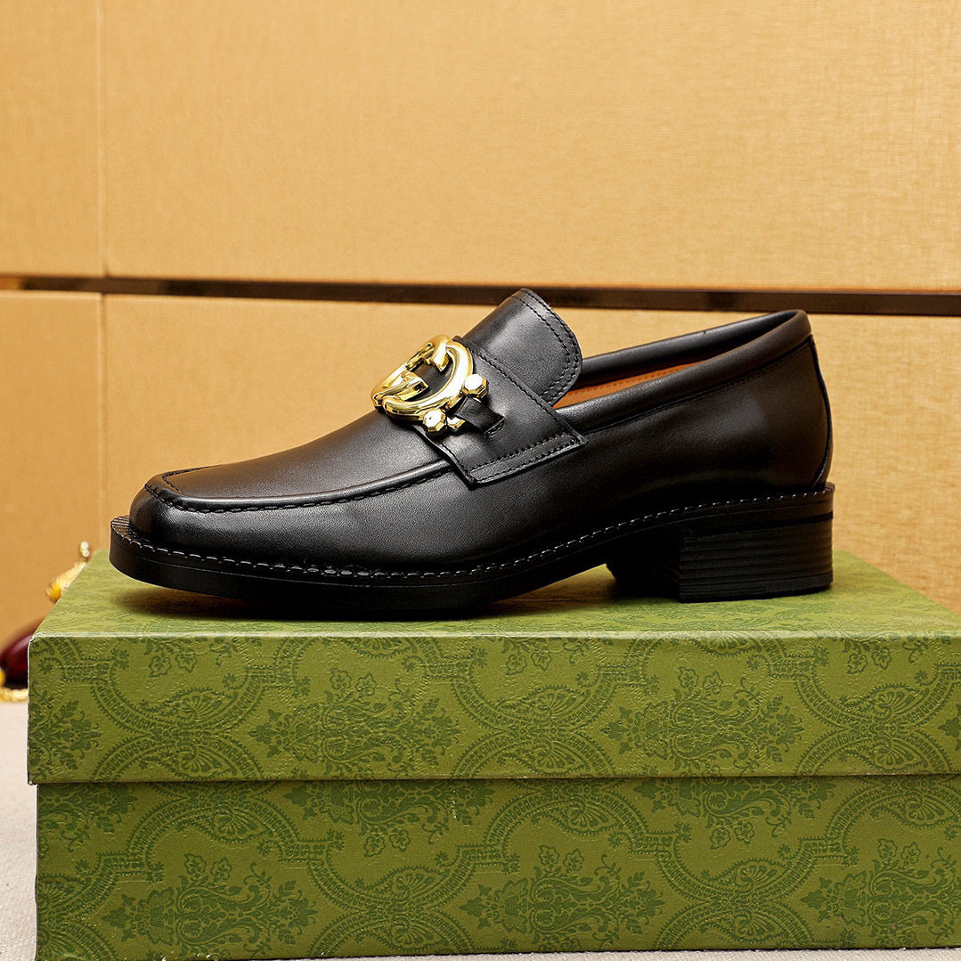 GG Men's Loafer Black GG Gold Cowhide 736977