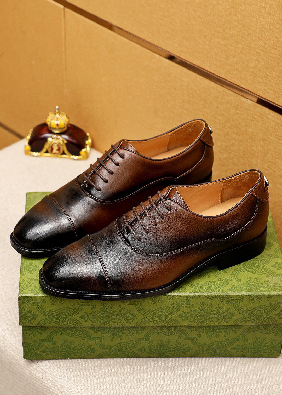 GG Men's Dress Shoe Brown Mix Black Calfskin 742980