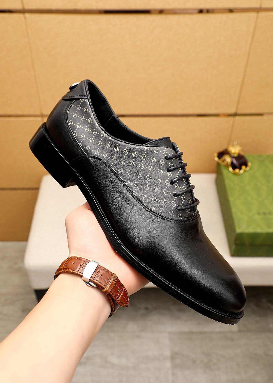 GG Men's Dress Shoe Black Calfskin 742982