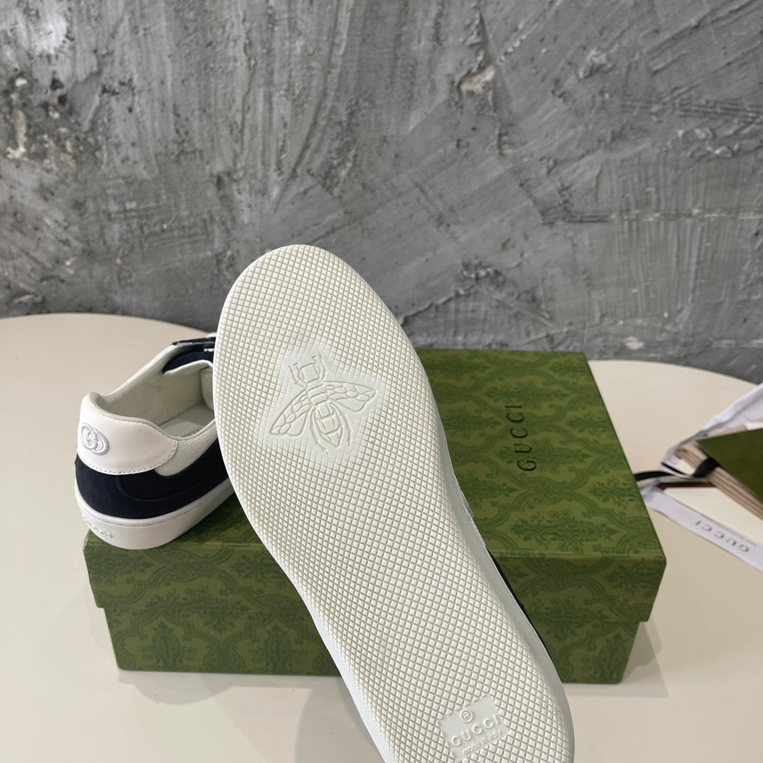 GG Low Sneaker Black White Canvas Suede Calfskin
