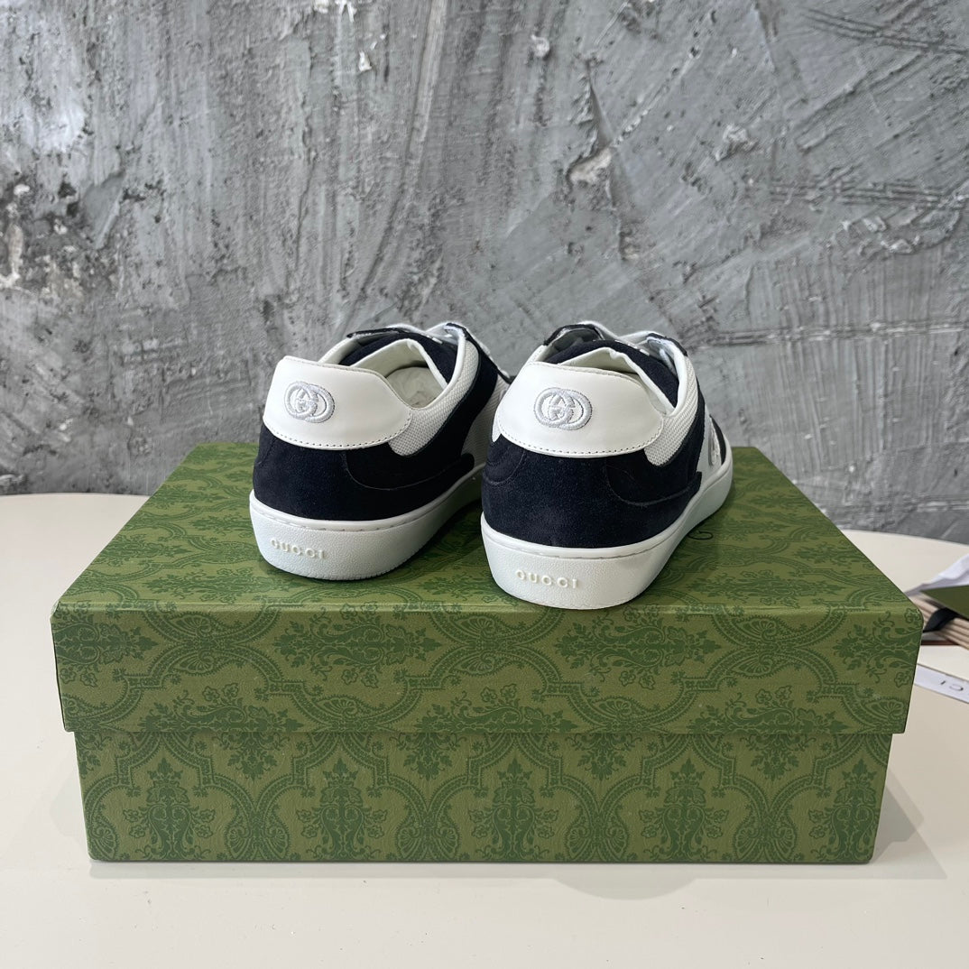 GG Low Sneaker Black White Canvas Suede Calfskin