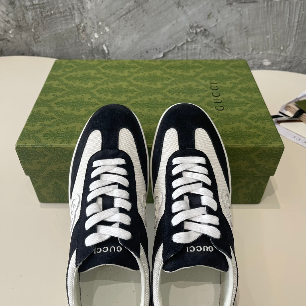 GG Low Sneaker Black White Canvas Suede Calfskin