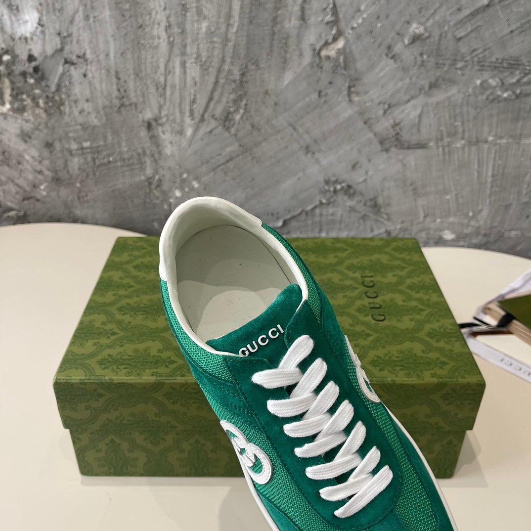 GG Low Sneaker Pine Green Canvas Suede Calfskin
