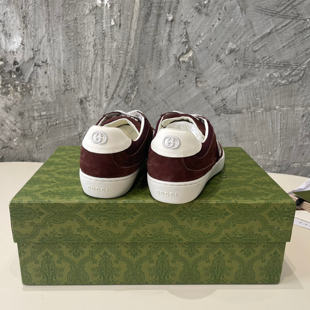 GG Low Sneaker Barn Red Canvas Suede Calfskin